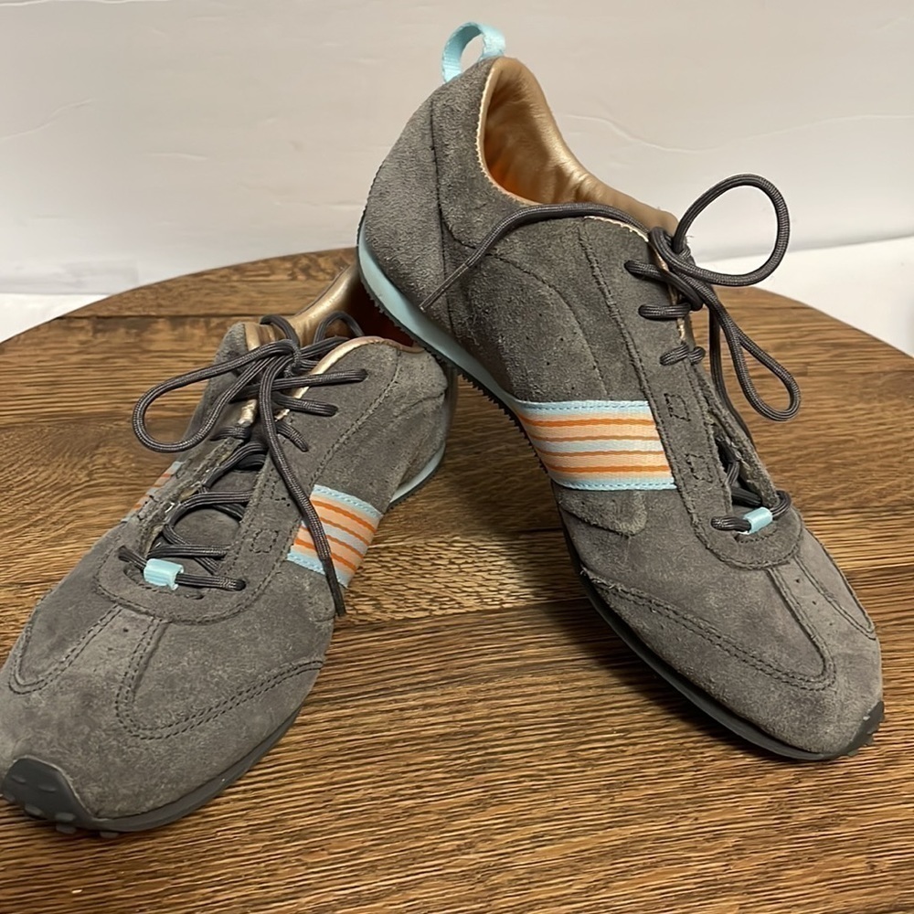 𝅺REEBOK Classic Gray Suede Leather Casual Athletic Shoes, Women's 7